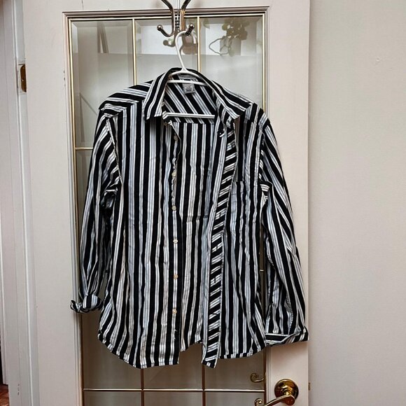 Unisex cool medium button up striped shirt - Picture 4 of 4